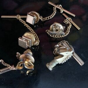 Vintage 1950s–60s Gold-Tone Tie Tack Collection